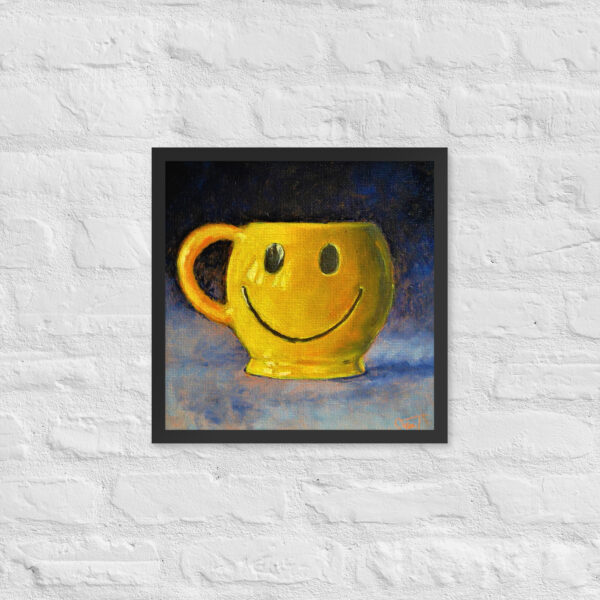 Gerahmter Kunstdruck Smiley Tasse